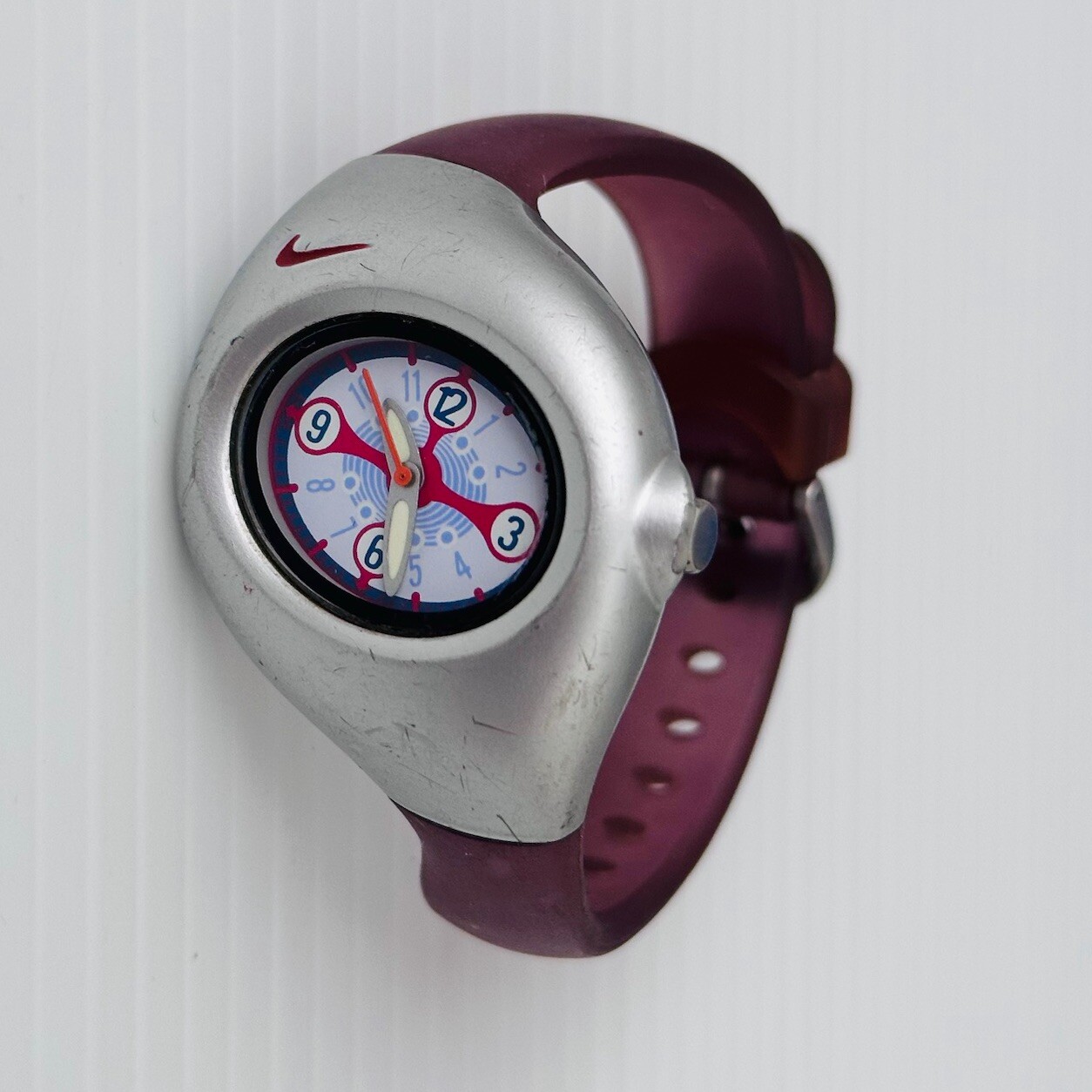 Vintage NIKE Triax Pink Sports Watch Splat – Silicone Band Silver – PARTS ONLY