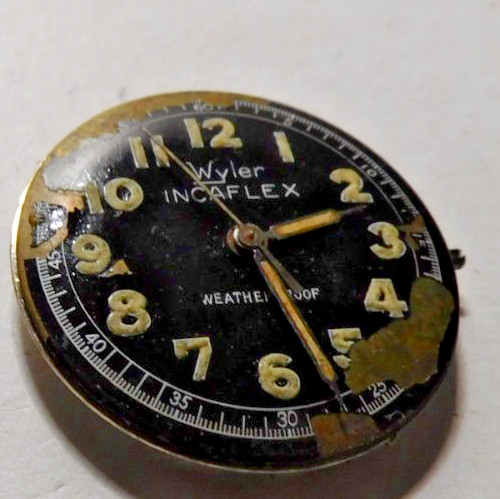 WYLER E1001 MOVMENT WITH DIAL & HAND RUNNING 17 JEWELS FOR PARTS or REPAIR. USED