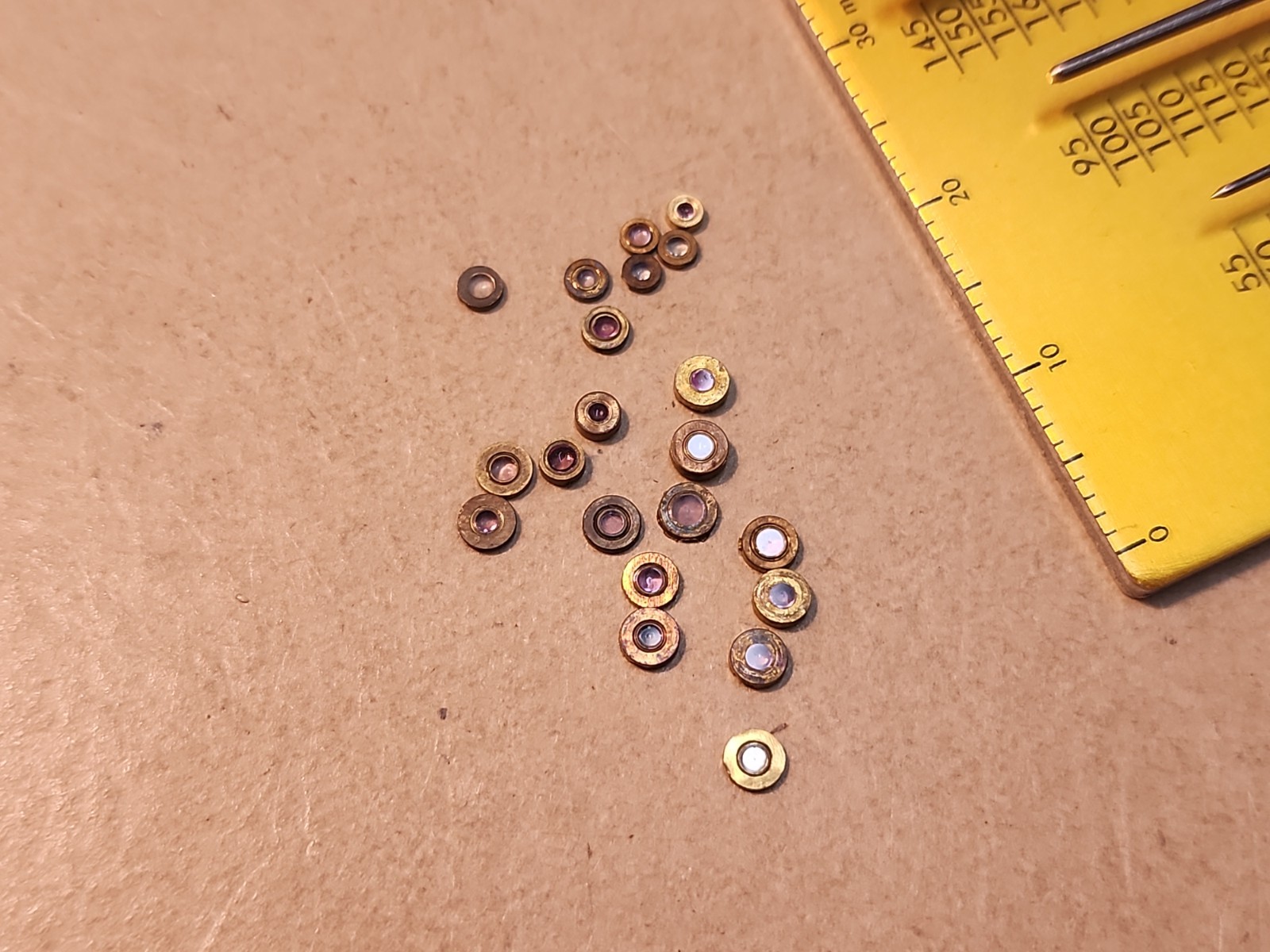 Lot Of 21 Mixed American Pocket Watch Cap Jewels Endstones Parts Spares