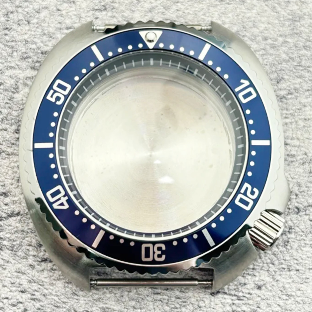 44mm Silver Blue 5ATM Ceramic Watch Case 4’1 Crown Mod Parts Fit NH35 NH36