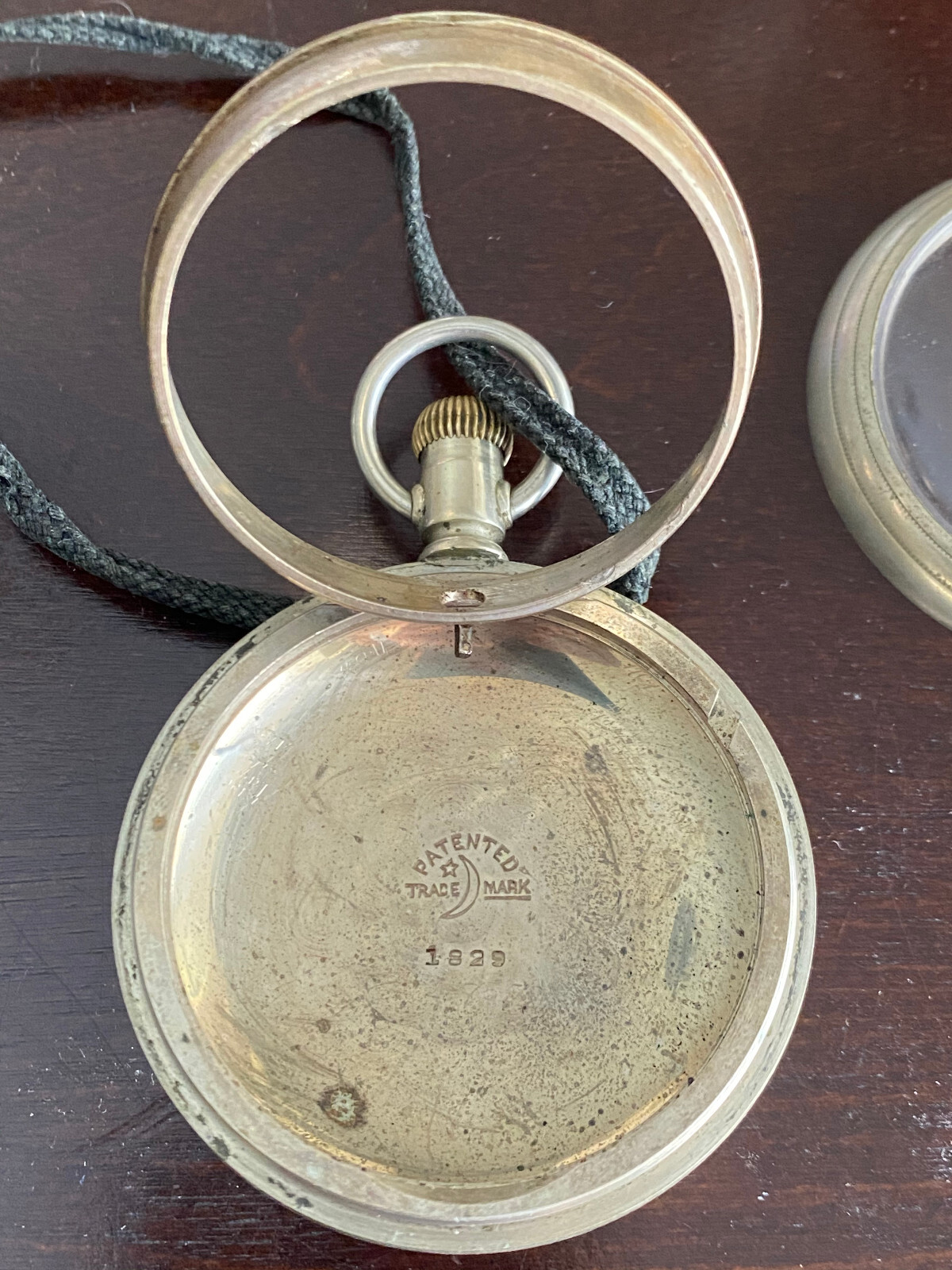 VINTAGE 18S CRESCENT POCKET WATCH CASE ONLY, STEM &LEVER SET, NICKEL. SWING OUT
