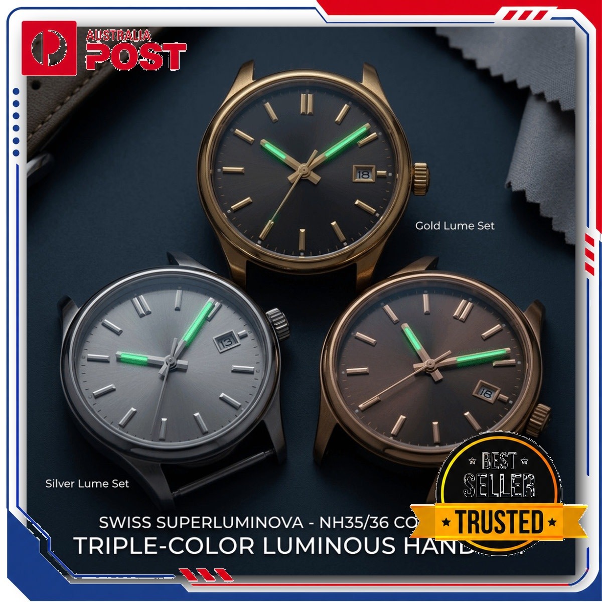 Green Luminous Watch Hands for NH35 N36 4R 7S Movement Modification Set
