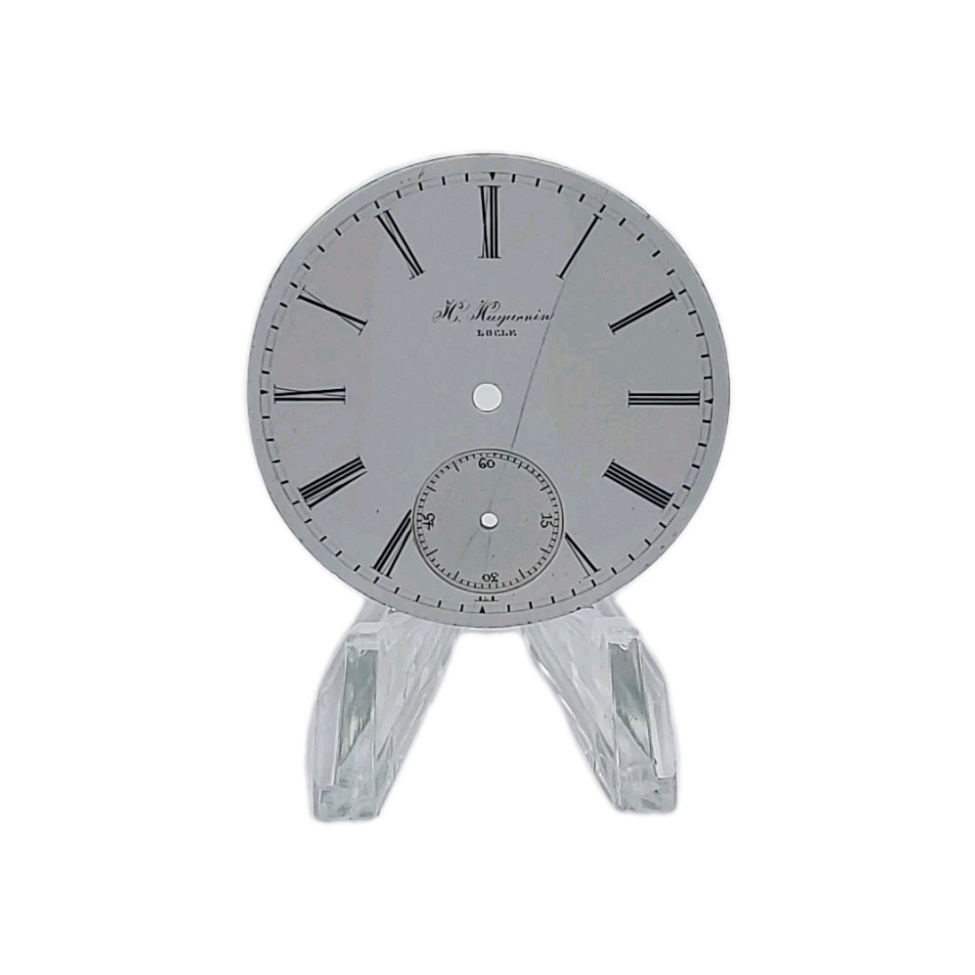 H Huguenin Locle 38.3mm Sunk Enamel Pocket Watch Dial Only 1338