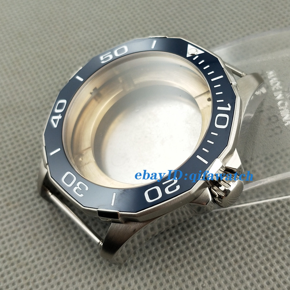 45mm Blue Ceramic Bezel Watch Case Fit ETA 2836 Miyota 8205/8215 DG2813 Movement