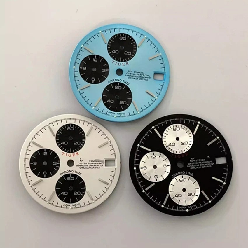 29.8mm Multifunctional Watch Dial Six Hands Green Luminous For Vk63 Movement