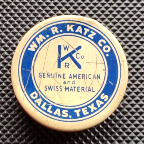 Watch Parts Tin Advertising Lithograph WM. R. Katz co. Dallas Texas 31.5mm