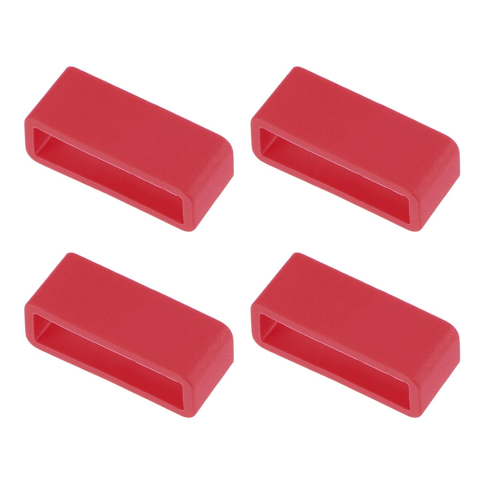 Watch Band Strap Loops Silicone for 24mm Width Watch Band, Red 4 Pcs