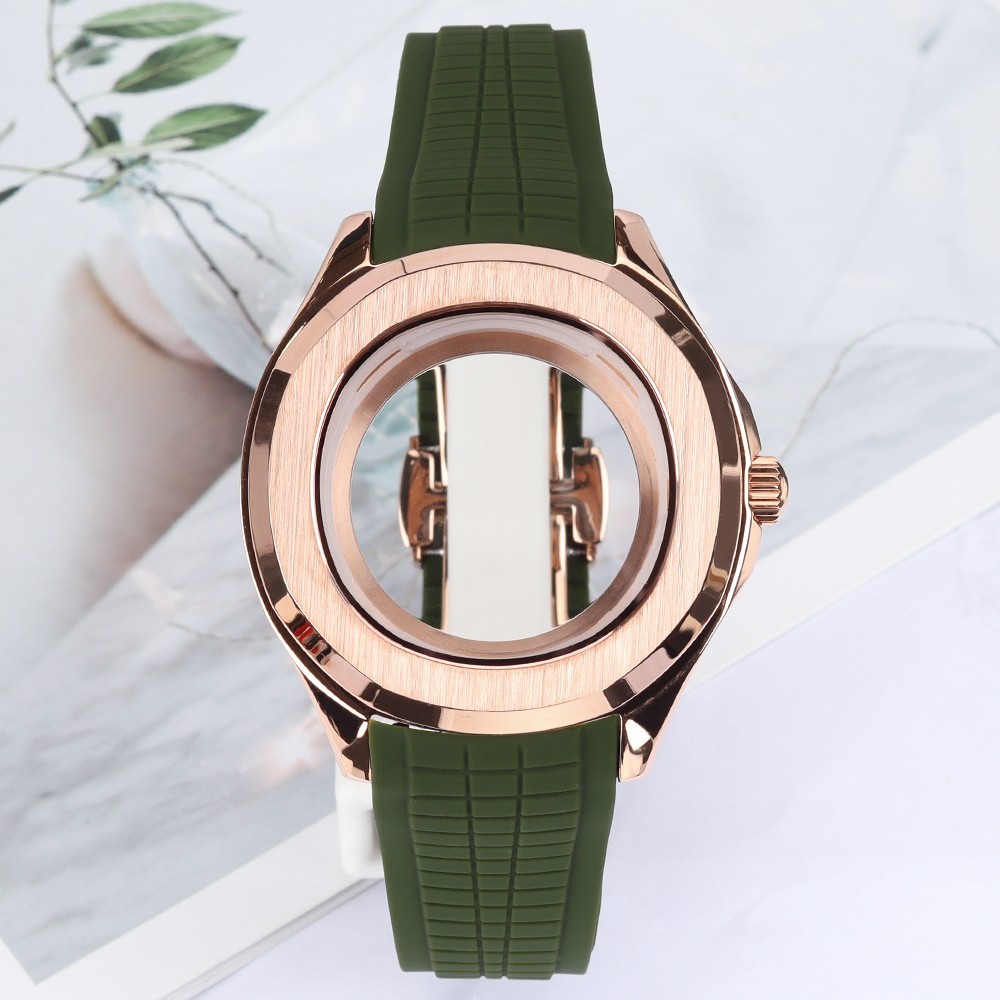 FEIYASHI 45mm Rose Gold Steel NH35 Watch Case Strap Sapphire For Seiko NH35 NH36