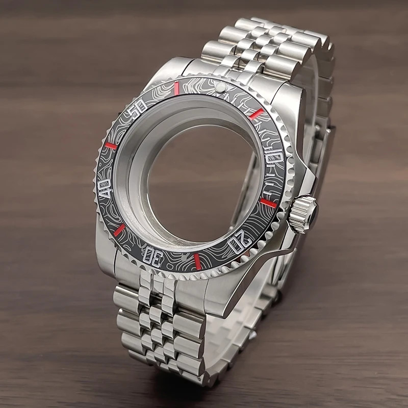 40mm NH35 Sub GMT Watch Case Jubilee Stainless Steel Sapphire Mod Strap NH36