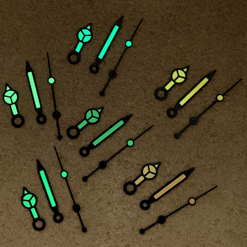 12.5*12*7.5mm Green Luminous Watch Hands For NH35 NH36 4R 7S Movement