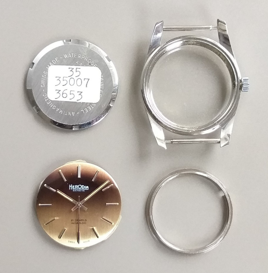 AS 1900 Steel Case + Dial 35mm Project Watch NOS Vintage Swiss Parts No Movement