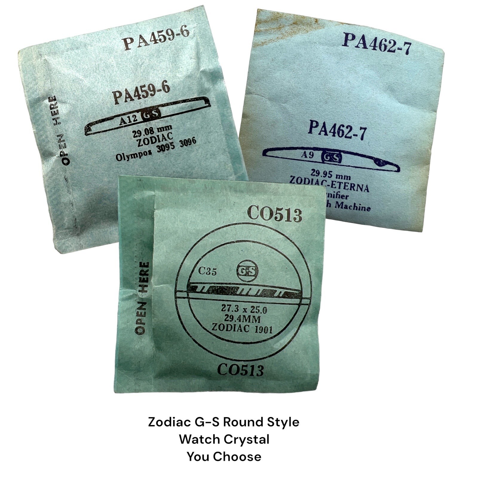 Zodiac Watch Crystal x 1 G-S PA Round Waterproof YOUR CHOICE VTG NOS