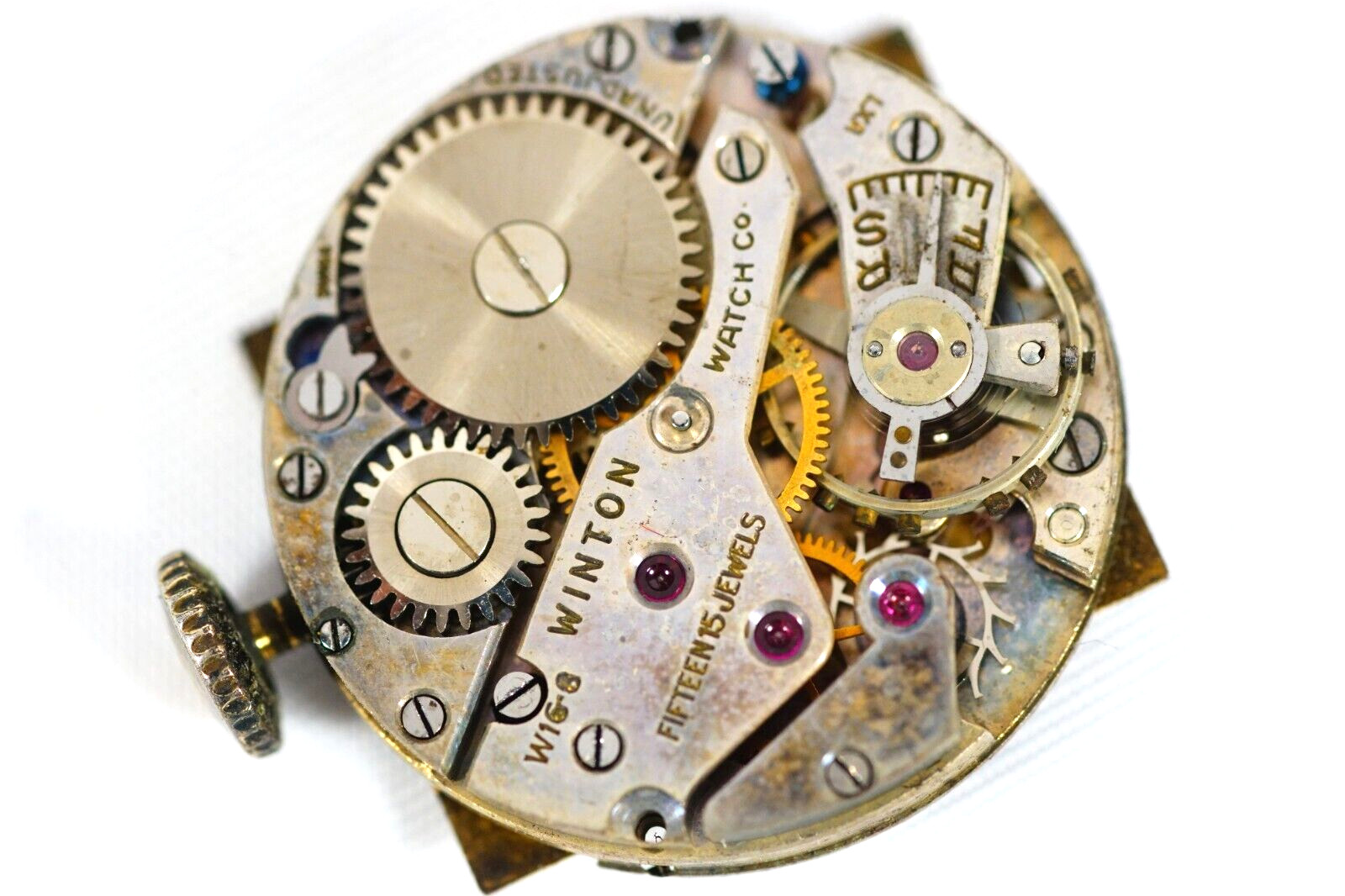 Winton Watch W16-8 Swiss 15 Jewels Movement & Dial Mechanical Wristwatch Parts