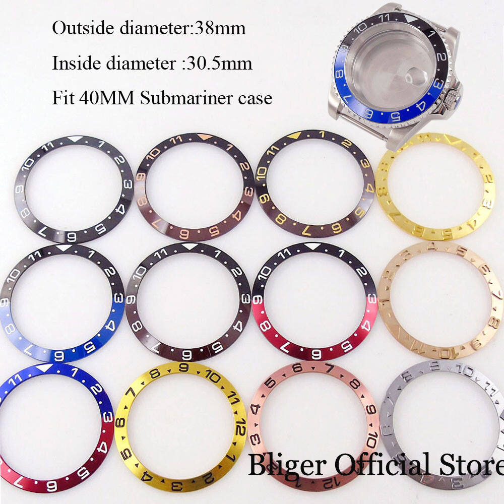 BLIGER 12 Hours 38mm Watch Bezel Insert Ceramic Alloy Slope fit GMT NH35 Watch