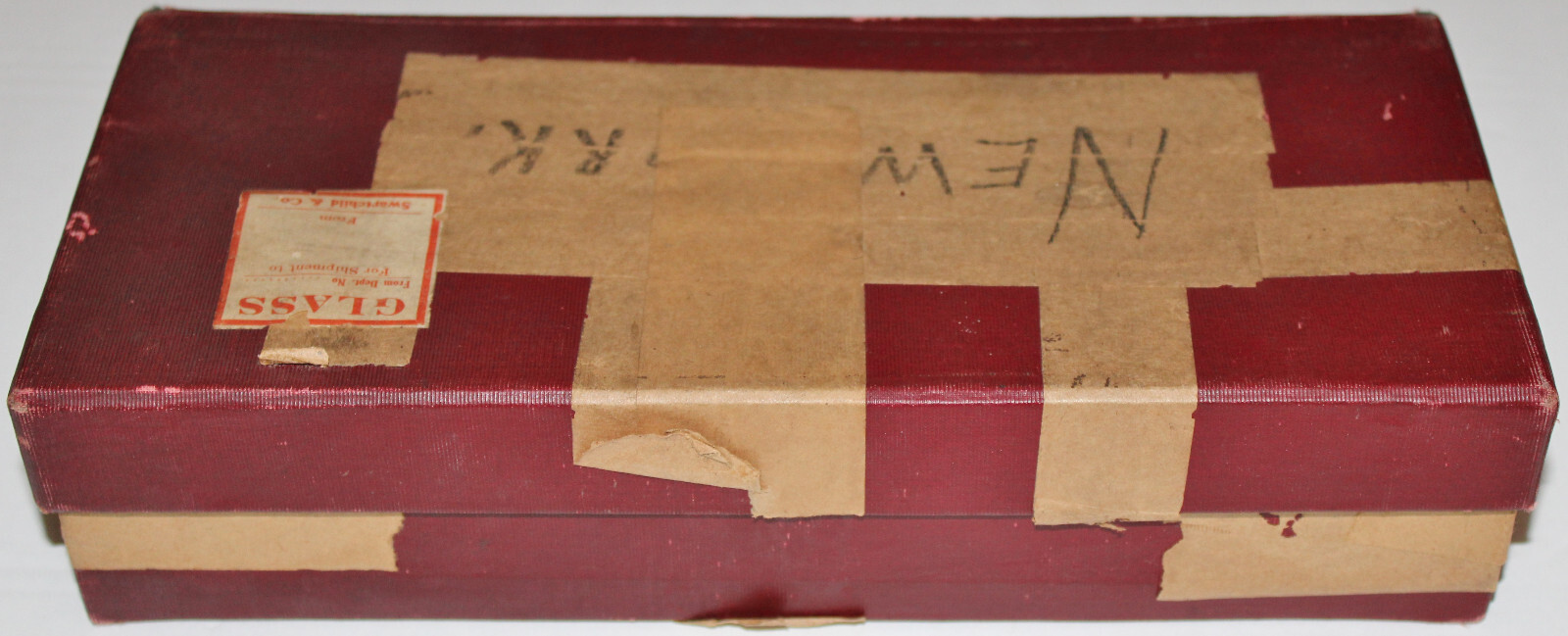 Vintage SWARTCHILD & CO. NY NEW YORK BURGUNDY 10.5×4.5×2.25 BOX M4