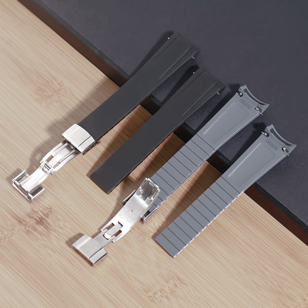 20mm Fluororubber Watch Strap Quick Release Folding Buckle Extended Length