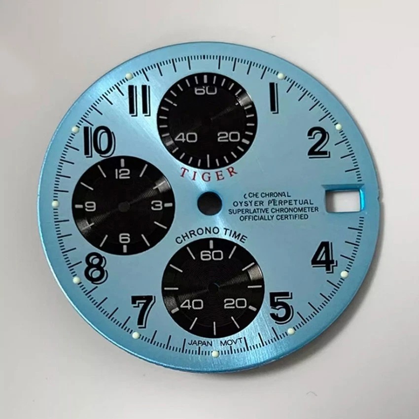29.8mm Multifunctional Watch Dial Six Hands Green Luminous For Vk63 Movement
