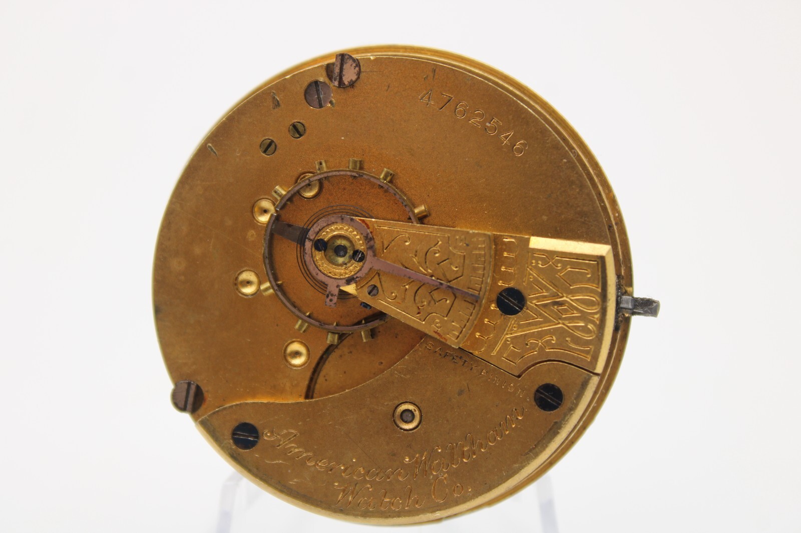 1890-1891 WALTHAM POCKET WATCH MOVEMENT 4762546 GRADE 1 18s 7j (FS2)