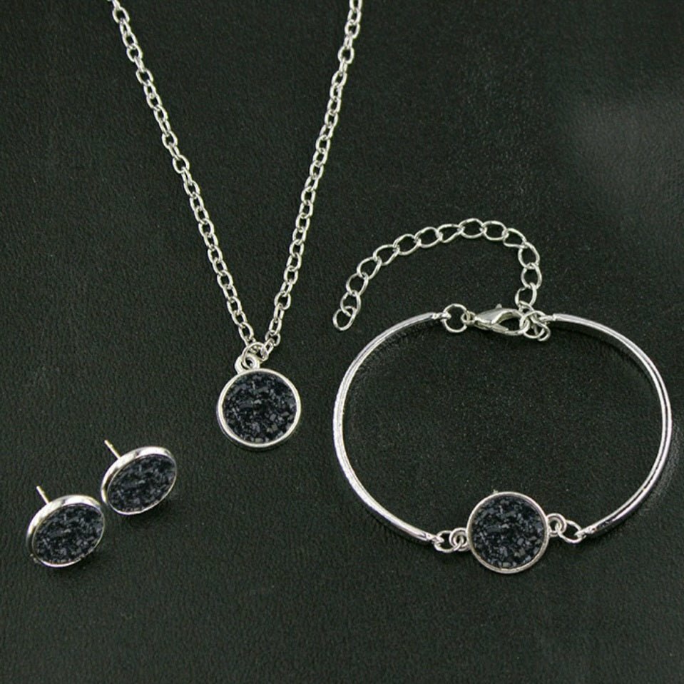 *Your Choice of 9 Colors!* Druzy 3-Piece Jewelry Set