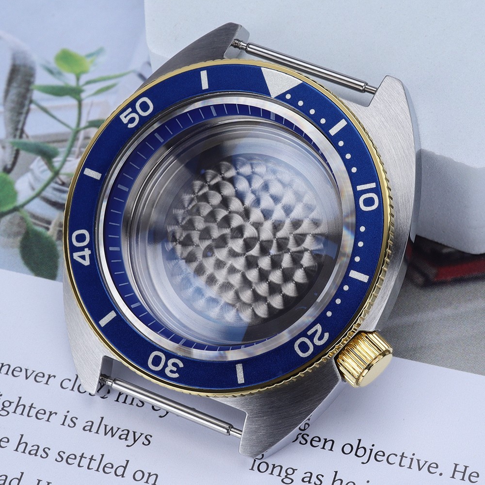 Golden Coin Edge Bezel Diver Watch Cases 41mm Modify turtle For Seiko NH35 NH38