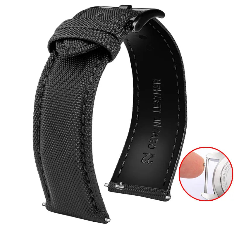 20mm 21mm 22mm 23mm 24mm Nylon Canvas Watch Band Strap Stainless Buckle