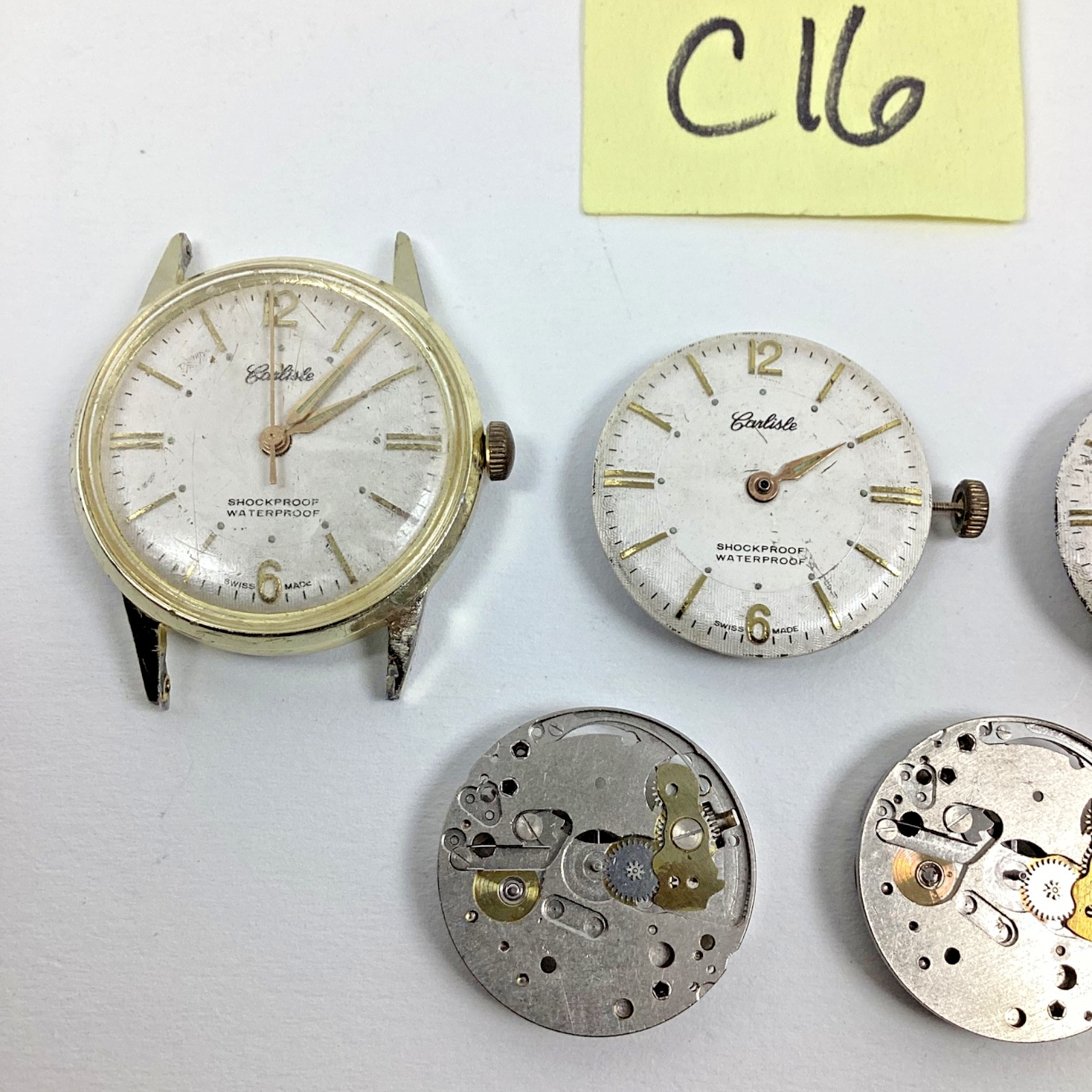 Lot Carlisle Henriline Watch Co Ebosa EB8020 Swiss 2 Run Spare Part Repair READ