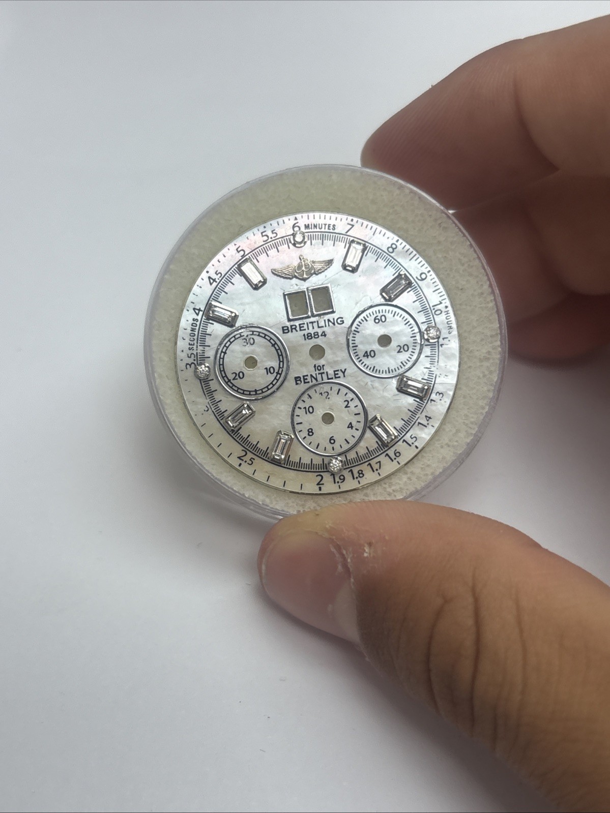 Breitling Bently White Mop Aftermarket Dial with Baguette And Round Natural