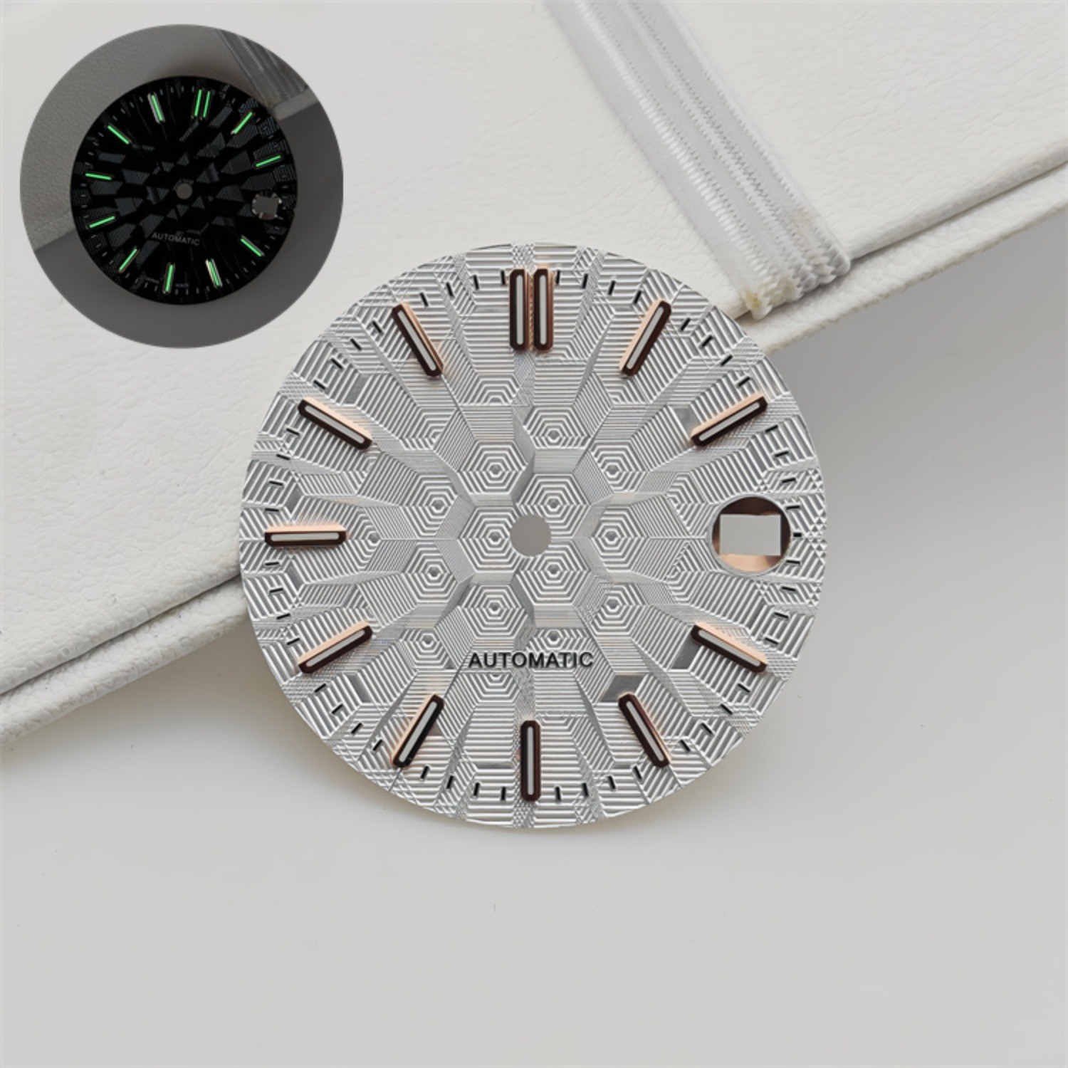 NH35 Dial 28.5mm Architectural Dial Green Luminous DIY for NH35/NH36 Movement