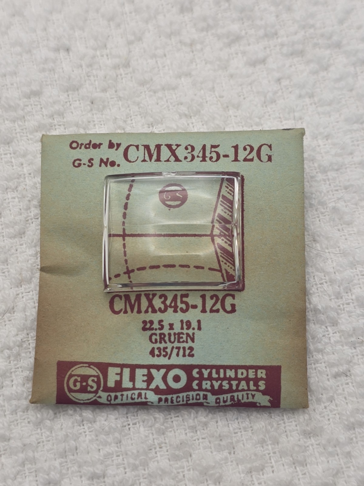 G-S Watch Crystal CMX345-12G Gruen 435/712 22.5X19.1