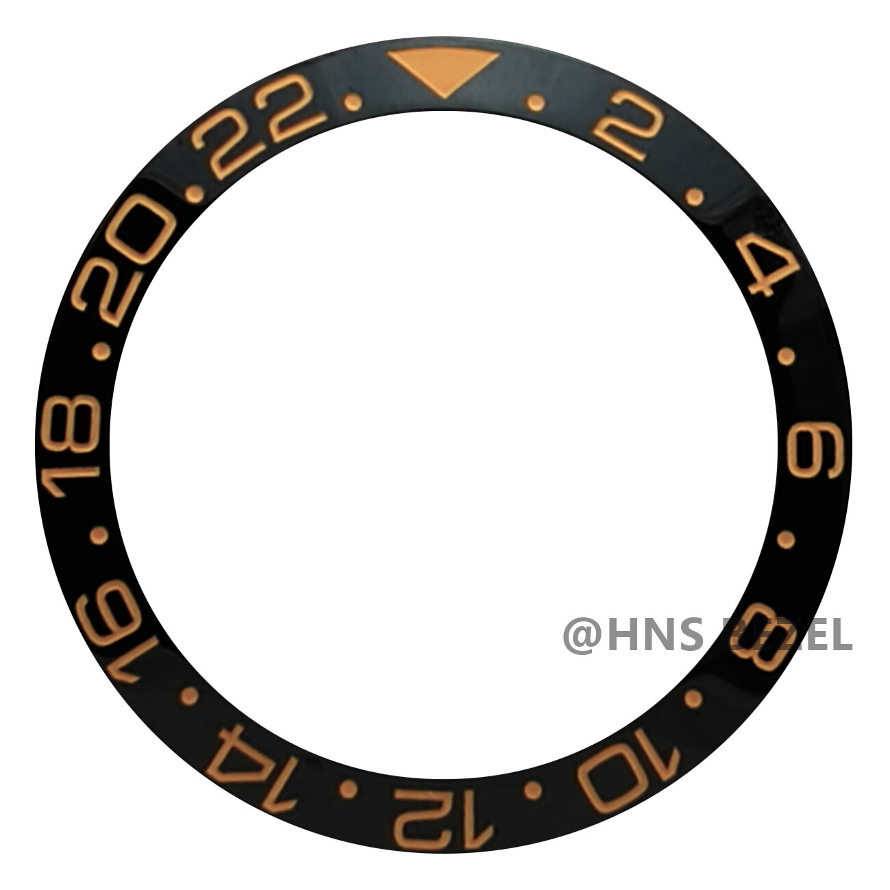 CERAMIC BEZEL FOR ROLEX 40MM GMT MASTER II BLACK WITH ROSE GOLD NUMBERS ENGRAVED