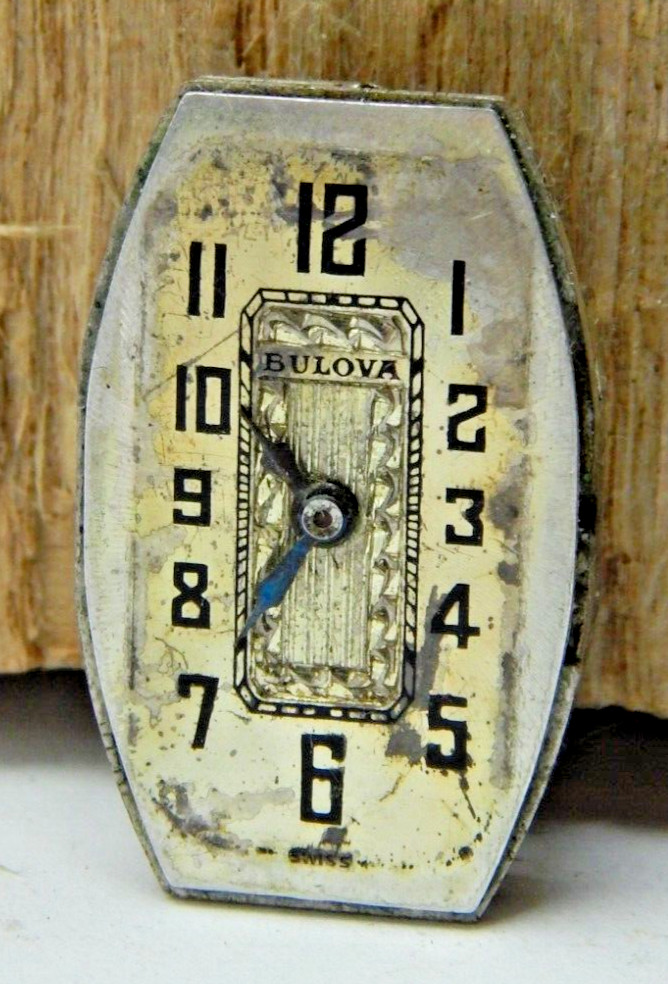 Vintage 1925 Bulova 6F 15 jewel 2 Adj art deco wrist watch movement with dial