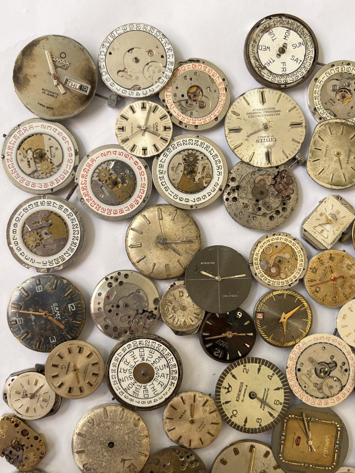 56x Swiss Watch Movements Lot AS FHF Ladies Gents Mixed Parts Repair Untested