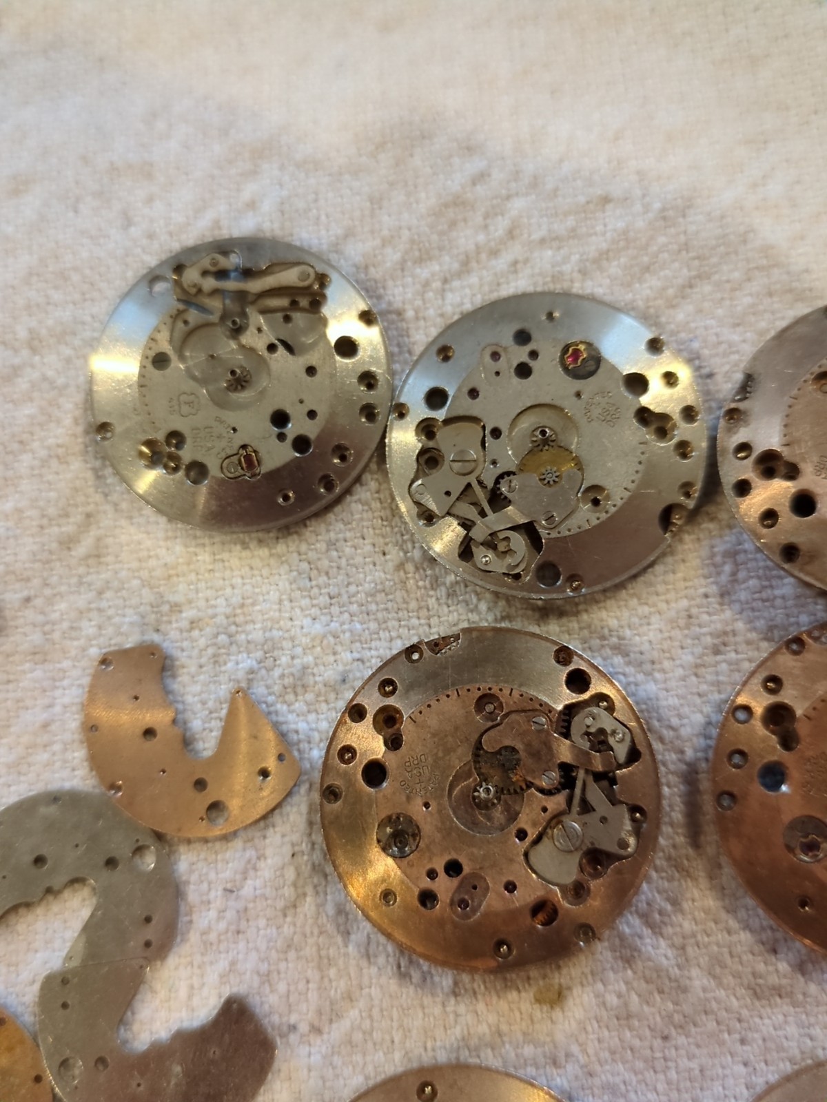 Lot Of 21 Assorted USA DRP Vintage Watch Movement Parts For Repair. See Pictures