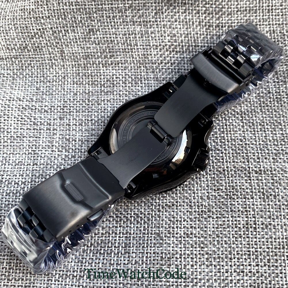 41mm 200m Diver Black PVD Watch Case Fit NH35 NH36 Ceramic Bezel Sapphire Glass