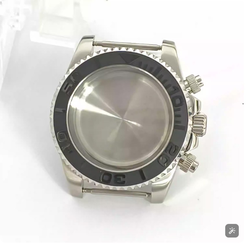 40MM SUB Quartz Watch Case Flat Sapphire Glass + Ceramic Bezel for VK63 Movement