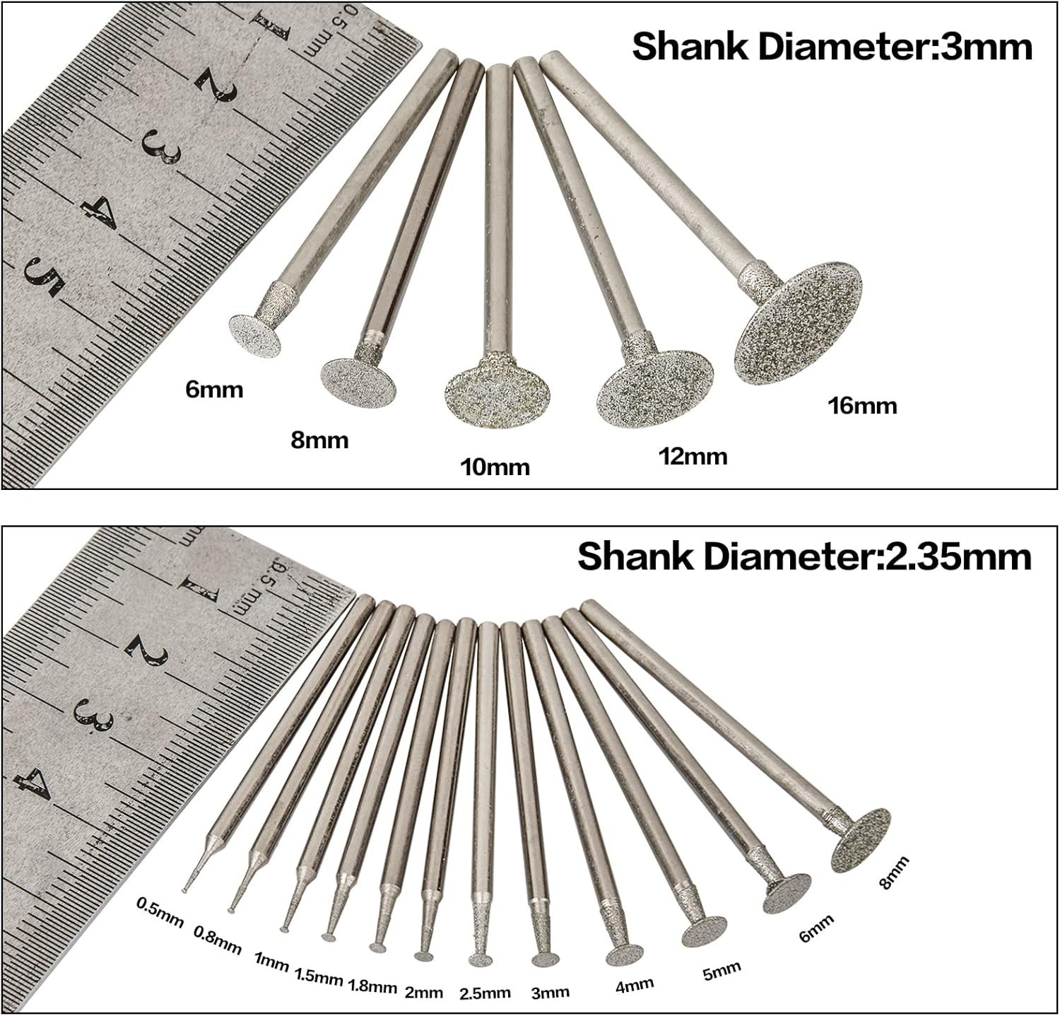 HOMEIDOL 17PCS Diamond Burr Bits Stone Carving Kit for Rotary Tools