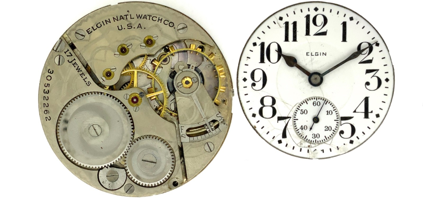 1928 Elgin, Model 7, Grade 387, 16s, 17J, Pocket Watch Movement – RUNS