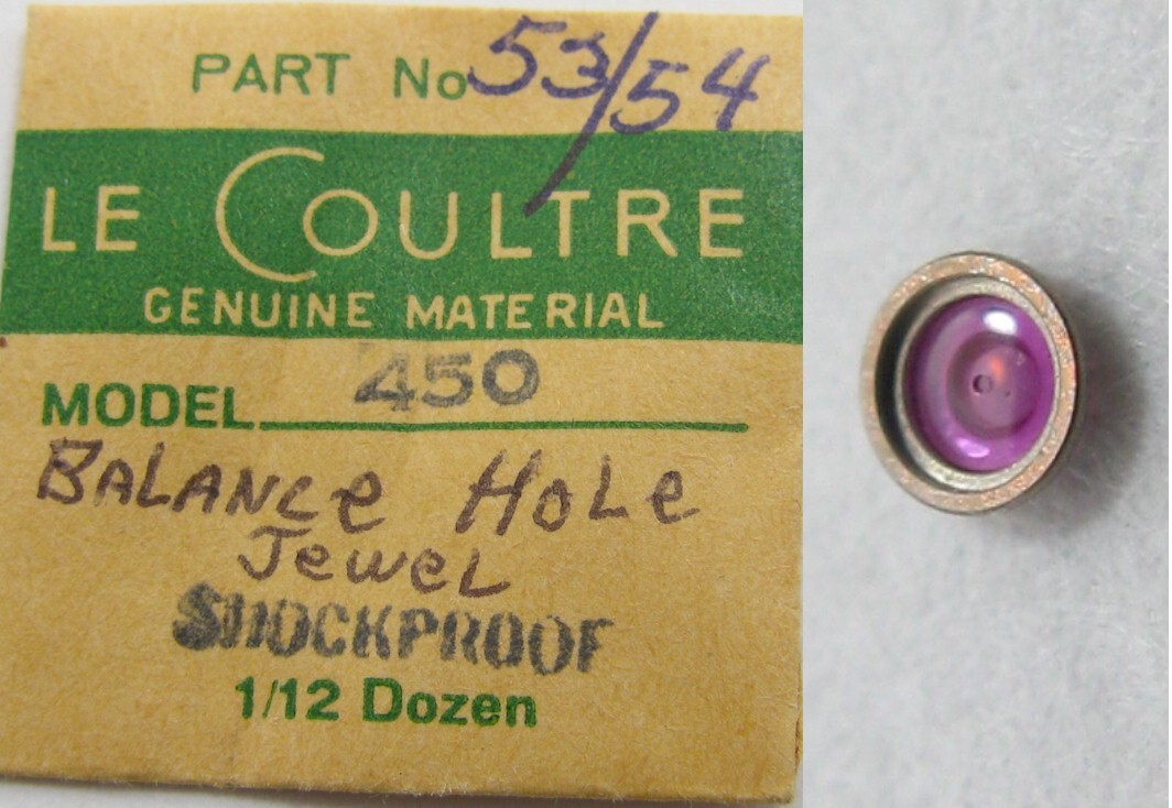 LeCoultre caliber 449, 450 Vacheron 453 & 454 balance wheel jewel shockproof