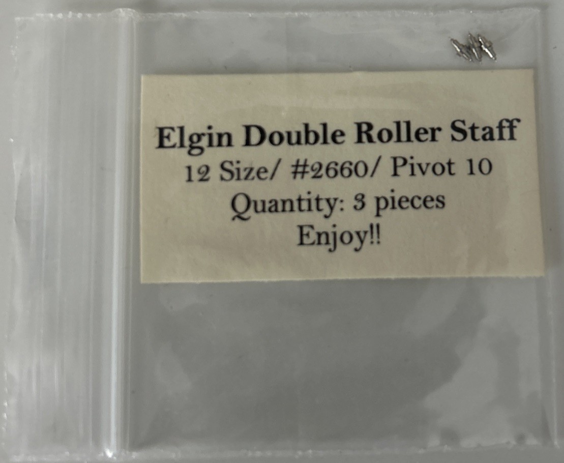 Elgin 12 Size Double Roller #2660 Pocket Watch Balance Staffs Qty: 3 in Pkg NOS