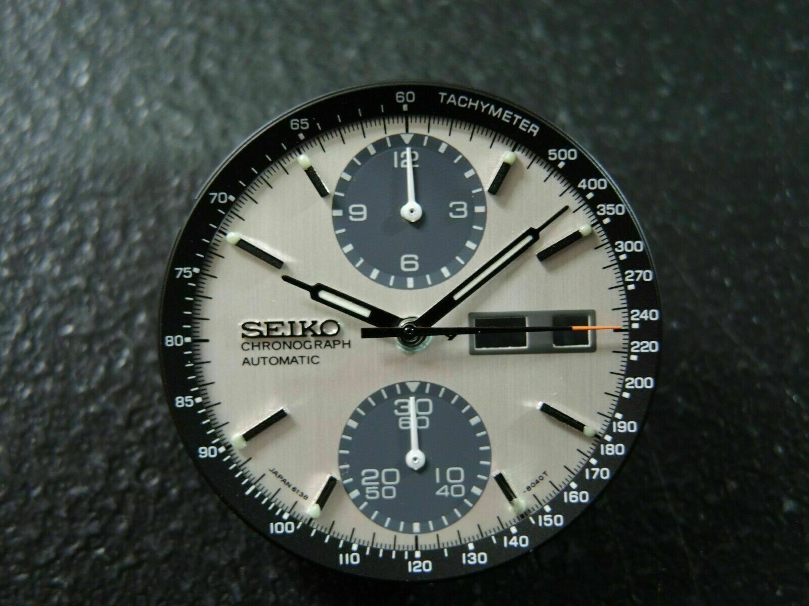 NEW BRUSHED FINISHED DIAL,HANDS,INNER RING VINTAGE PANDA 6138-8020 CHRONOGRAPH