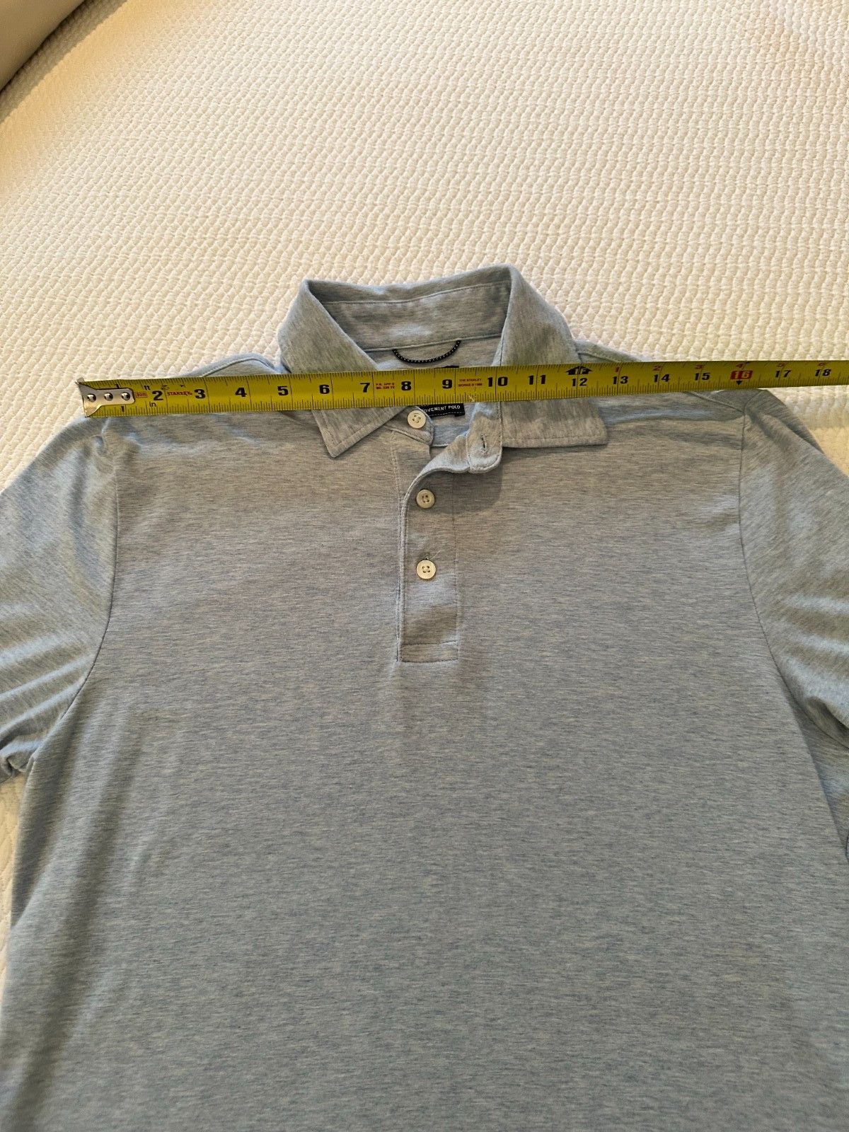 Faherty movement polo shirt, small, Cardiff Blue Heather