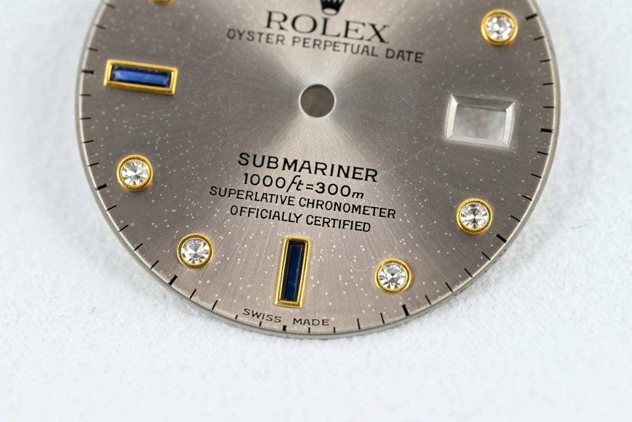 Genuine Rolex Serti Submariner Silver Dial – Diamonds & Sapphires 16803 16613