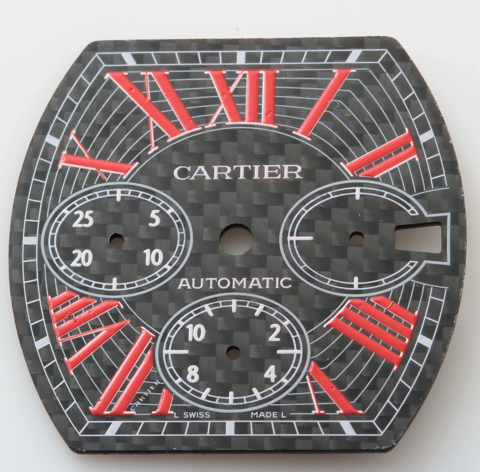 Cartier Roadster Chronograph Date Watch Dial Wristwatch Part Carbon Fiber