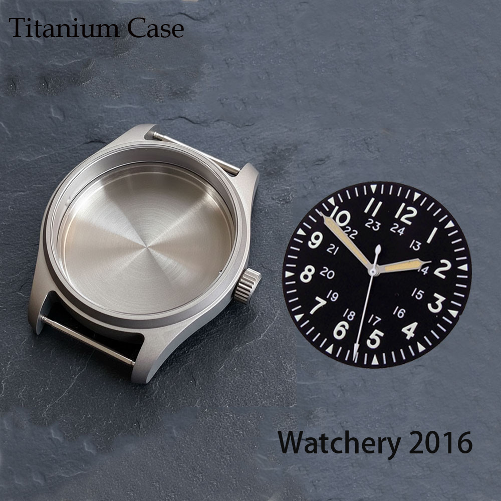 39mm Pilot Titanium Watch Case Fit NH35 Miyota 8215 ETA2824 Auto Movement Watch