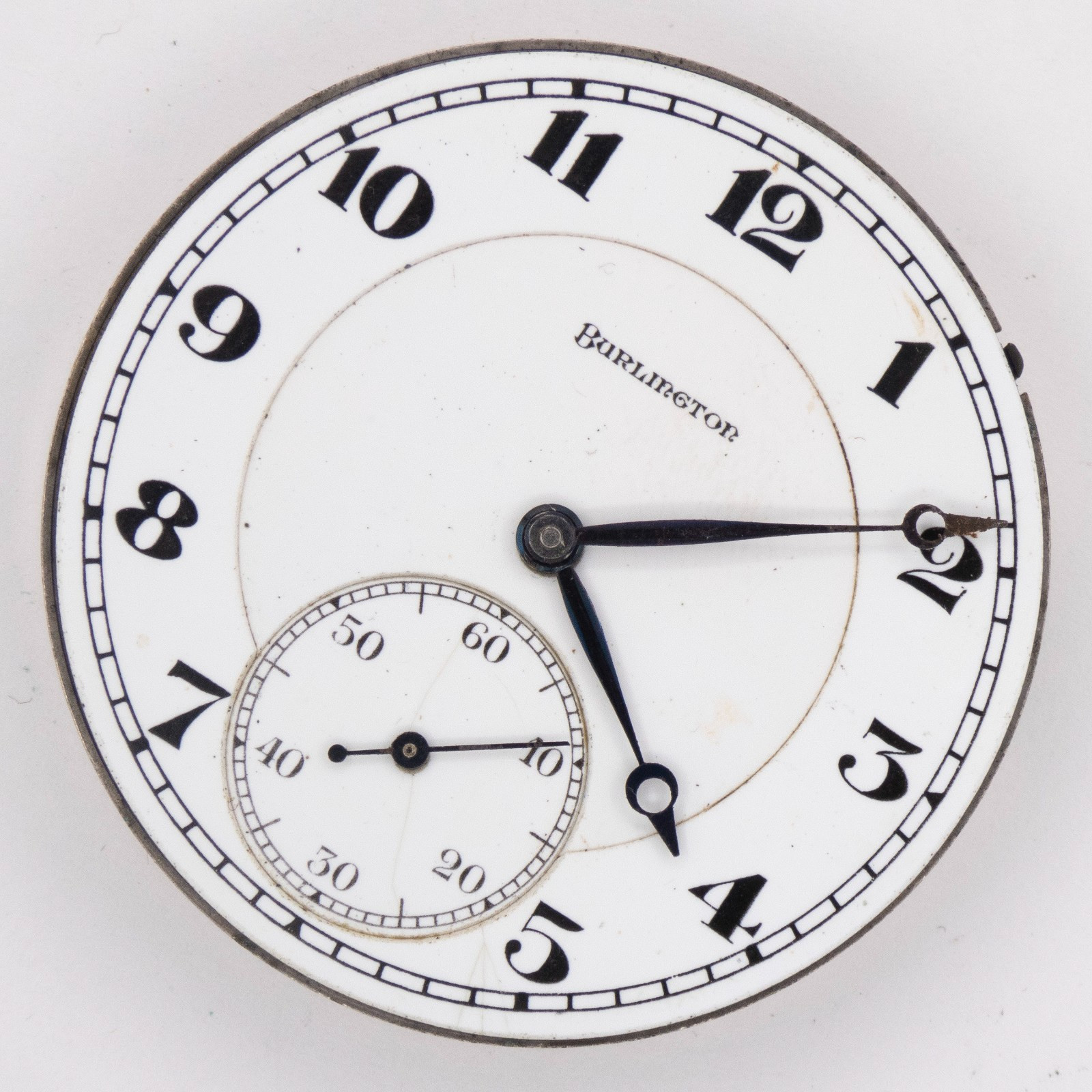 Burlington Railroad Grade 107 16-Size Antique Pocket Watch Movement, Keeps Time