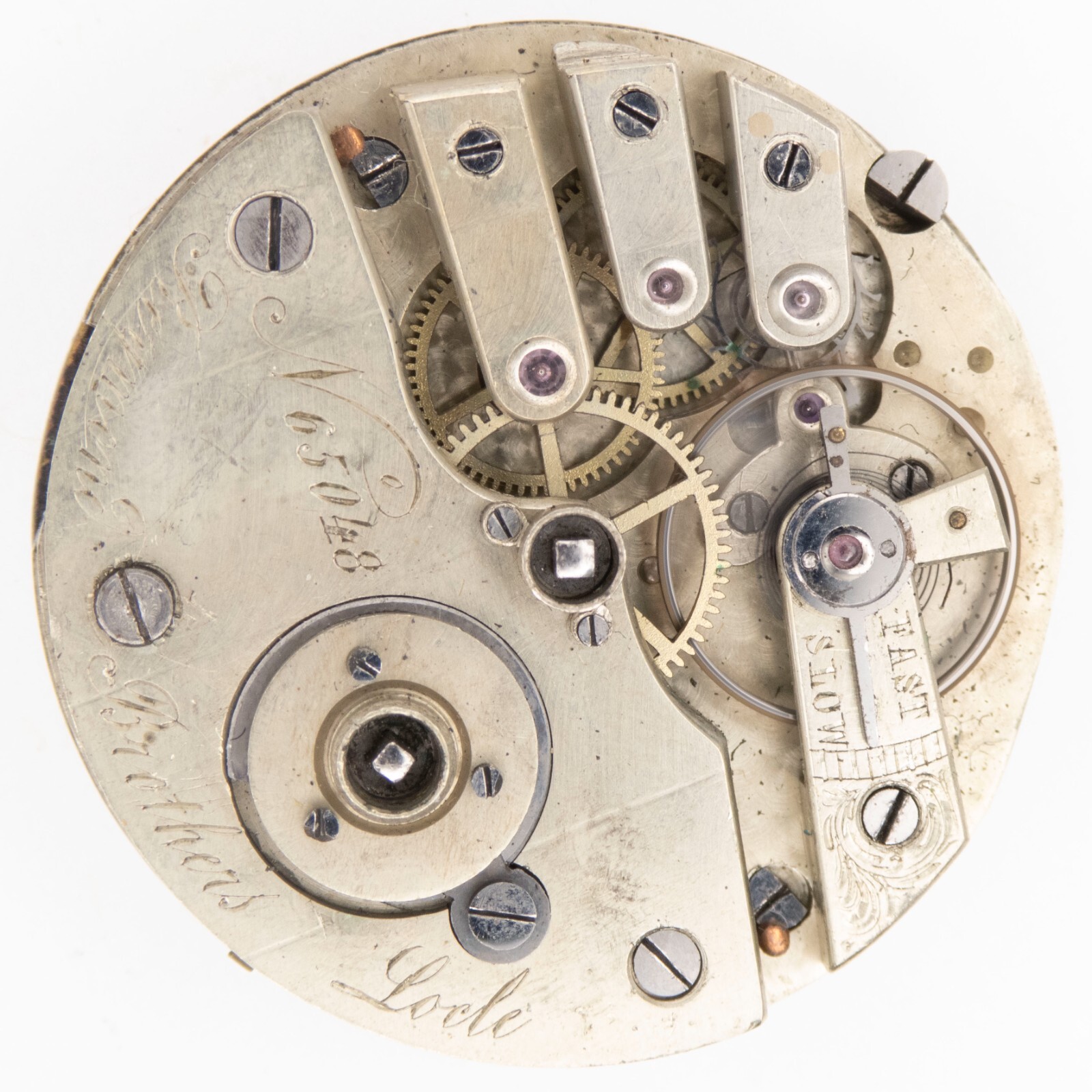 Reymond Brothers 33.8 x 10.1 mm Key Wind Antique Pocket Watch Movement, Runs
