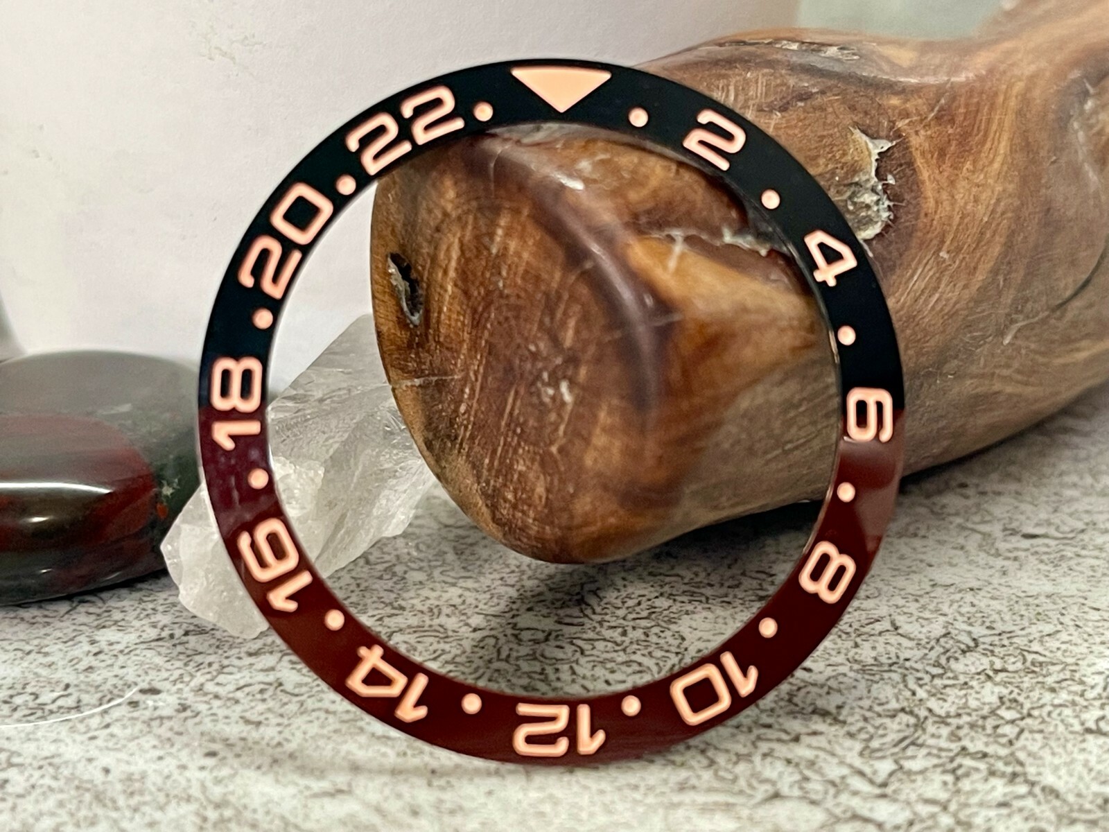 GMT Ceramic Black/RoseGold “RootBeer” SLOPED Insert for Seiko SKX SRPD-US Seller