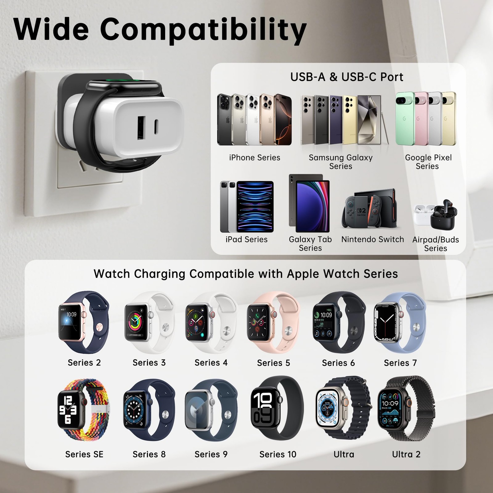 Charger for Apple Watch,3 in 1 PD25W Wall Charger for iPhone,Dual Port USB C/…