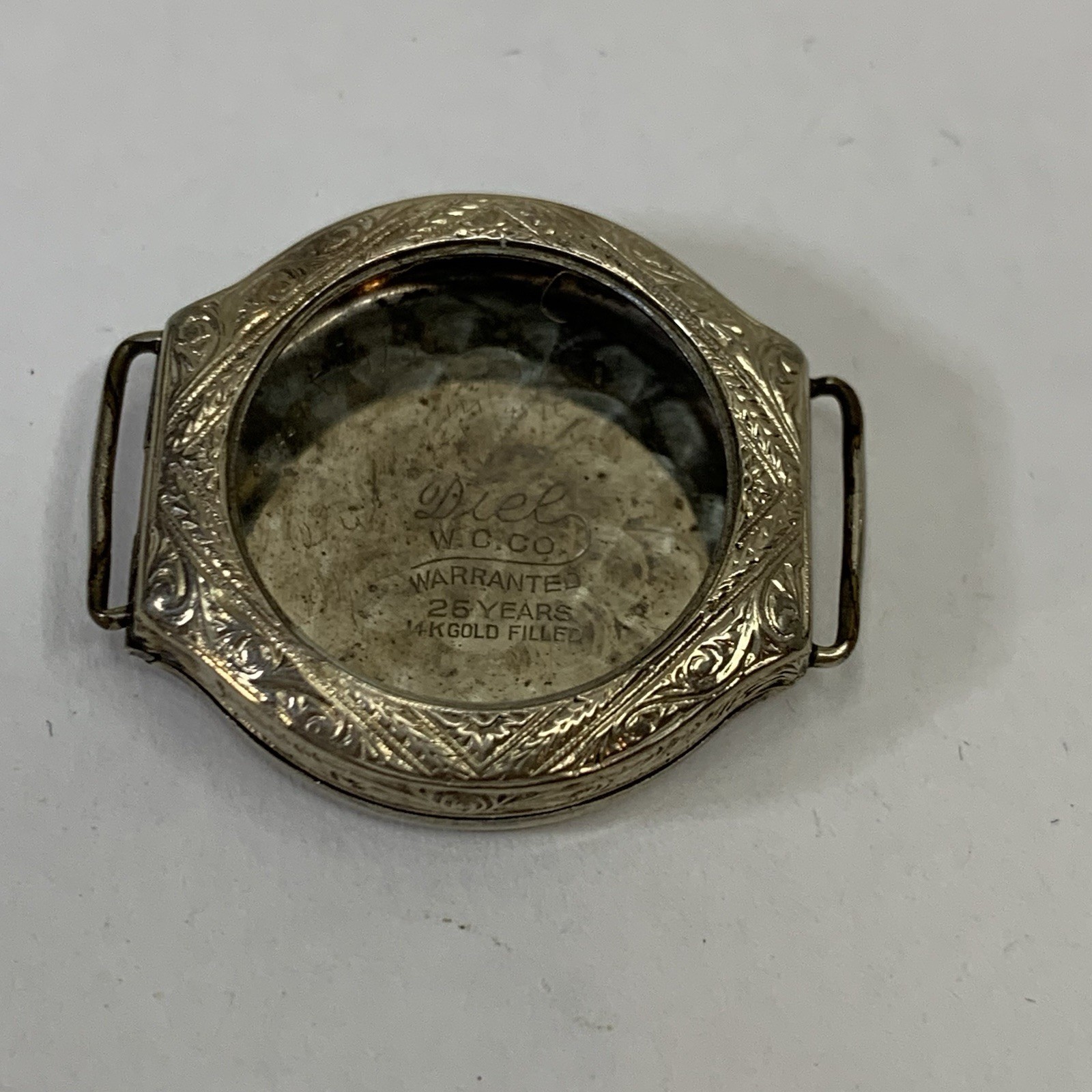 Diel W.C.CO. 14K White Gold Filled Watch Case Art Deco Ornate Engraved 1920’s