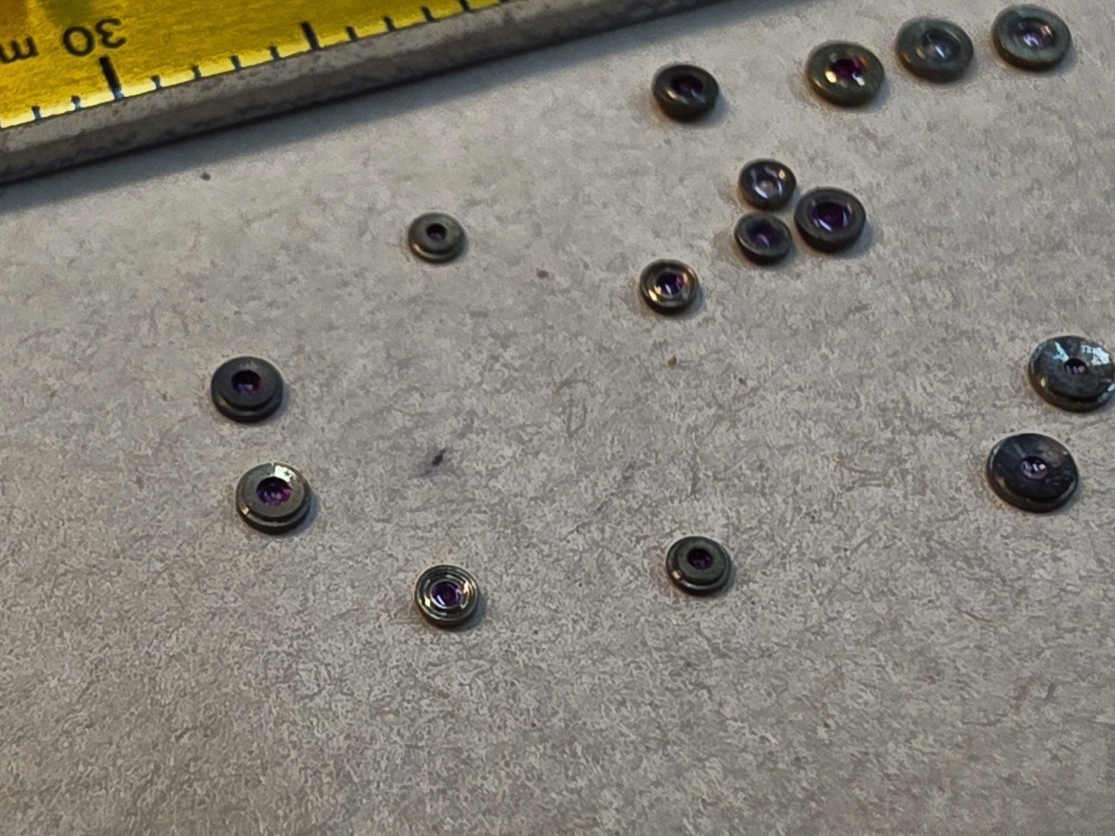 Lot Of 17 Elgin Bracelet Watch Balance Hole Jewels With A Mix Of Sizes